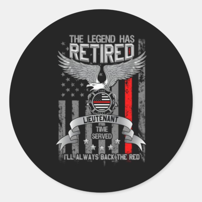Firefighter Retiret Thin Red Line Retired Legend Classic Round Sticker (Front)