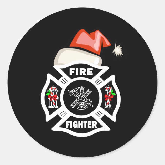 Firefighter Santa Claus Classic Round Sticker (Front)