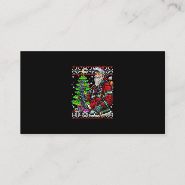 Firefighter Santa Claus Fireman Costume Ugly Business Card (Front)