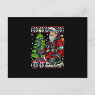 Firefighter Santa Claus Fireman Costume Ugly Holiday Postcard
