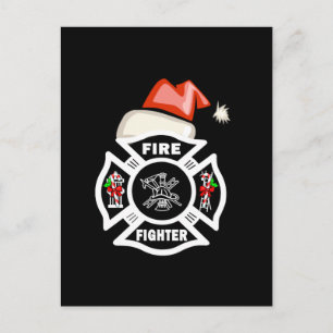 Firefighter Santa Claus Holiday Postcard