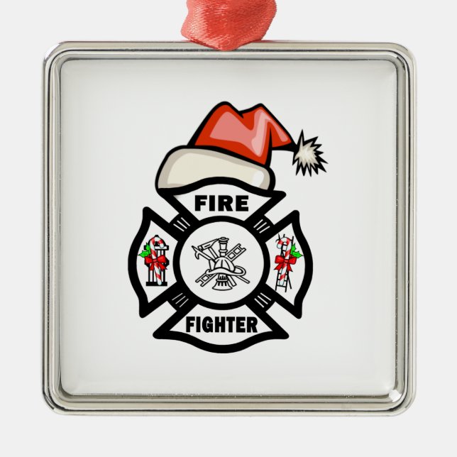 Firefighter Santa Claus Metal Ornament (Front)