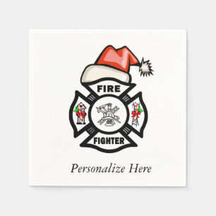 Firefighter Santa Napkin