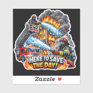 Firefighter Save the Day Sticker