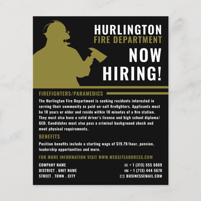 Firefighter Silhouette, Firefighter Recruitment Flyer (Front)