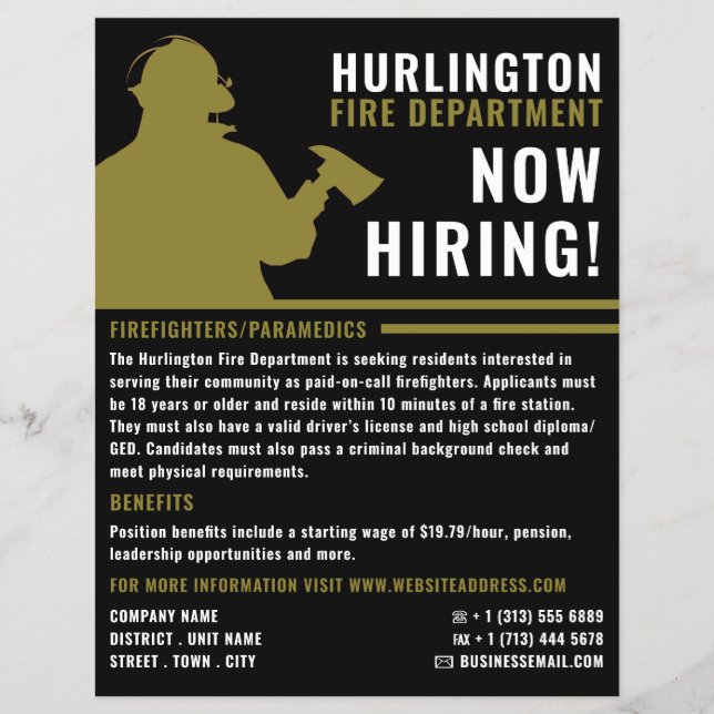 Firefighter Silhouette, Firefighter Recruitment Flyer (Front)