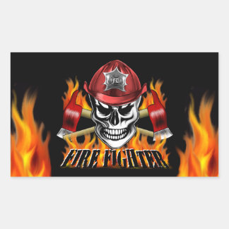 Firefighter Skull 4 and Flaming Axes Sticker