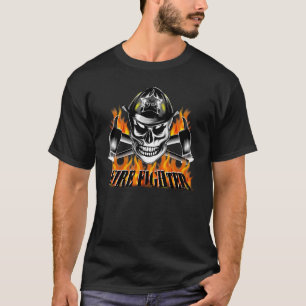 Firefighter Skull 4 and Flaming Axes T-Shirt