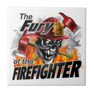 Firefighter Skull 5 and Flames Tile