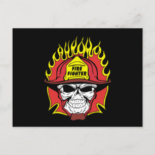 Firefighter Skull Postcard