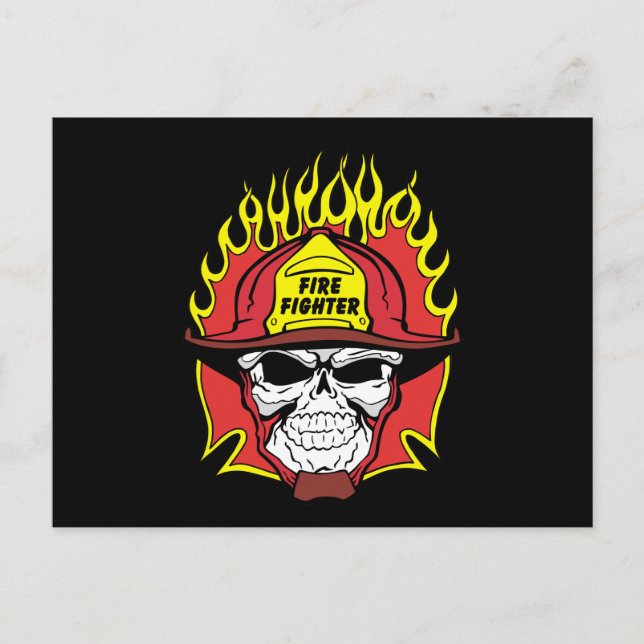 Firefighter Skull Postcard (Front)