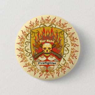 Firefighter Skull Shield  pin button