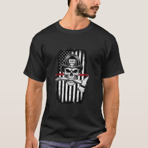 Firefighter Skull Thin Red Line T-Shirt