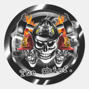 Firefighter Skulls: The Chief. Classic Round Sticker