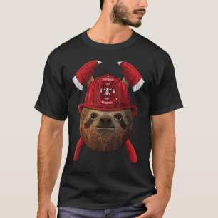 Firefighter Sloth Fireman Boys Kids Fire Rescue La T-Shirt
