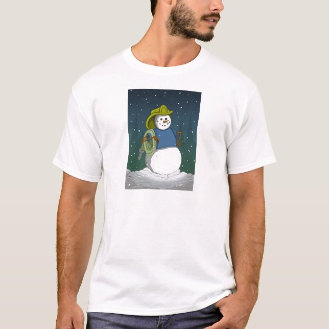 Firefighter Snowman T-Shirt (Front)