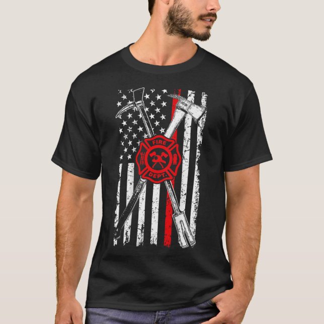 Firefighter Son Patriotic Gifts Axe Halligan Thin T-Shirt (Front)
