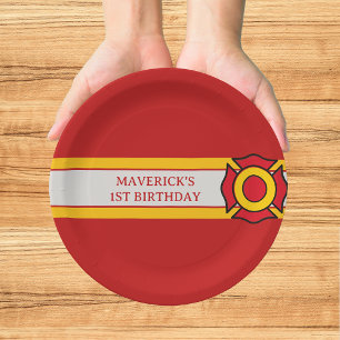 Firefighter Sound The Alarm 1st Birthday Paper Plate