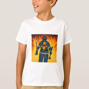Firefighter Standing Against the Flames T-Shirt