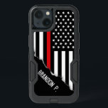 Firefighter Style | Thin Red Line Flag Custom Name<br><div class="desc">Featuring a unique and uncommon look that will turn heads, this iPhone Case is branded with the custom name or initials of the service team member. The case features a vibrant Thin Red Line Firefighter flag with a bright red line running through the centre that appears torn out from the...</div>
