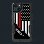 Firefighter Style | Thin Red Line Flag Custom Name<br><div class="desc">Featuring a unique and uncommon look that will turn heads, this iPhone Case is branded with the custom name or initials of the service team member. The case features a vibrant Thin Red Line Firefighter flag with a bright red line running through the centre that appears torn out from the...</div>