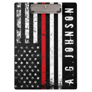 Firefighter Styled Distressed USA Flag Customized Clipboard