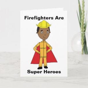 Firefighter Super Heroes Black Thanks Personalize Card