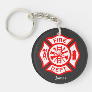 Firefighter Symbol Fireman Logo Custom Name Keychain
