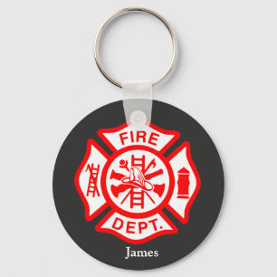 Firefighter Symbol Fireman Logo Custom Name Keychain