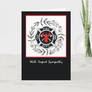 Firefighter Sympathy Black Wreath Card