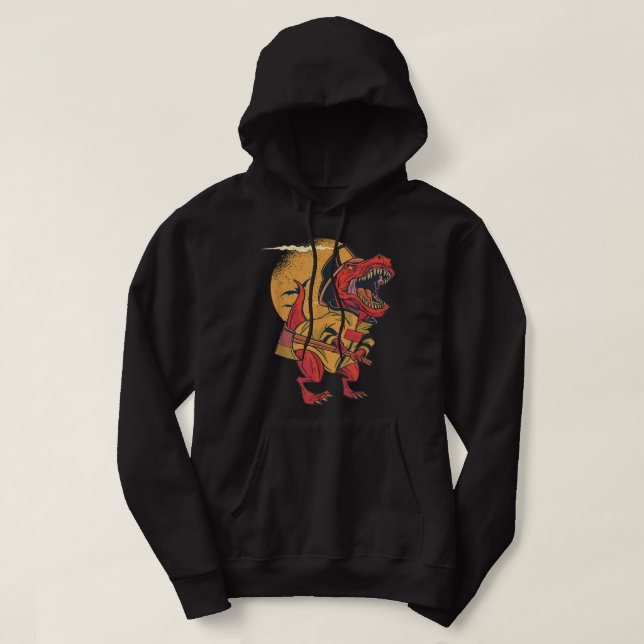 Firefighter T-Rex Dinosaur Firefighter Helmet T-Re Hoodie (Design Front)