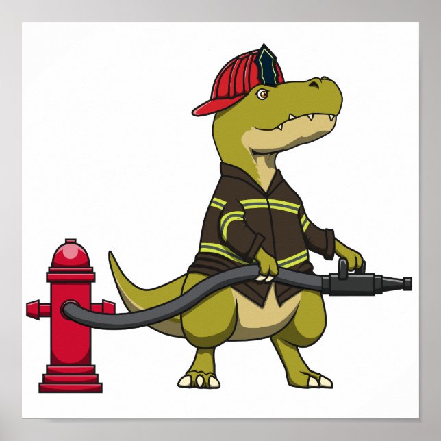 FIREFIGHTER T-REX DINOSAUR POSTER DESIGN DOWNLOAD (Front)