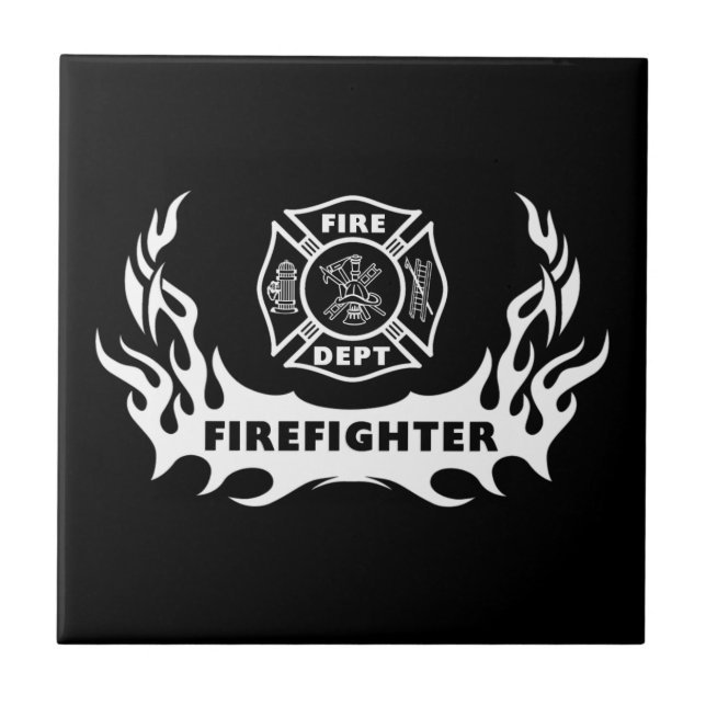 Firefighter Tattoos Tile (Front)