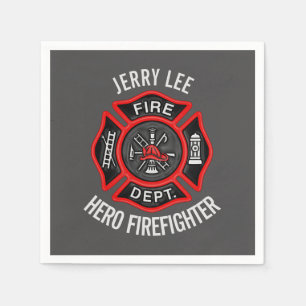 Firefighter Text Name Personalized Napkin