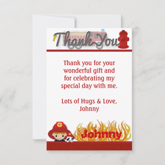 FIREFIGHTER Thank You 3.5"x5" (FLAT style) FF01D (Front)