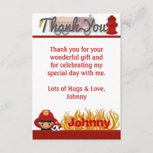 FIREFIGHTER Thank You 3.5"x5" (FLAT style) FF02B Card