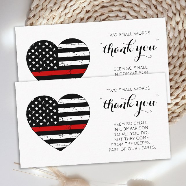 Firefighter Thank You Thin Red Line Flag Heart Business Card (Creator Uploaded)