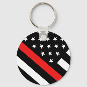Firefighter - The Thin Red Line Flag Keychain
