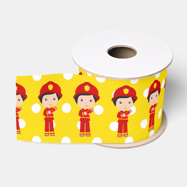 Firefighter themed Birthday Party Grosgrain Ribbon (Spool)