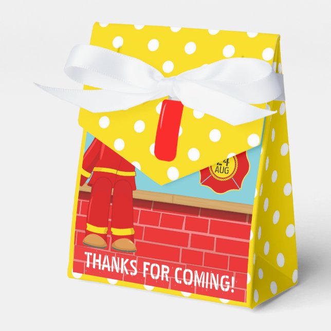 Firefighter themed Birthday Party Guest Favour Favor Box (Front Side)