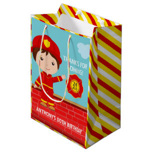 Firefighter themed Birthday Party Guest Favour Medium Gift Bag