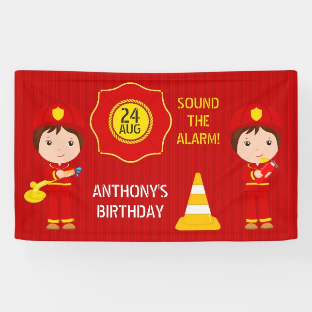 Firefighter themed Birthday Party personalized Banner (Horizontal)