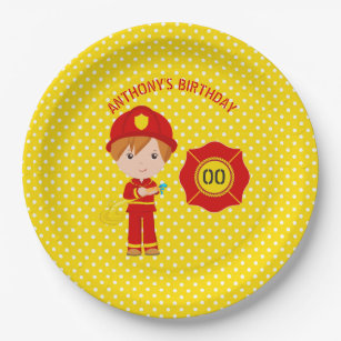 Firefighter themed Birthday Party personalized Paper Plate