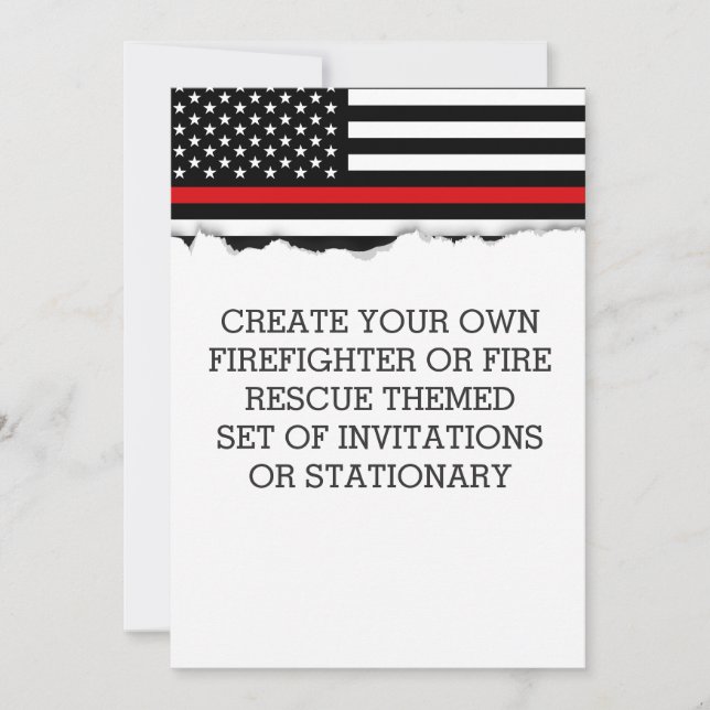 Firefighter Themed Flag Custom Invitations or Stat (Front)