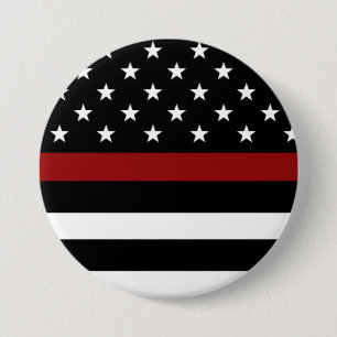 Firefighter Thin Red Line 3 Inch Round Button