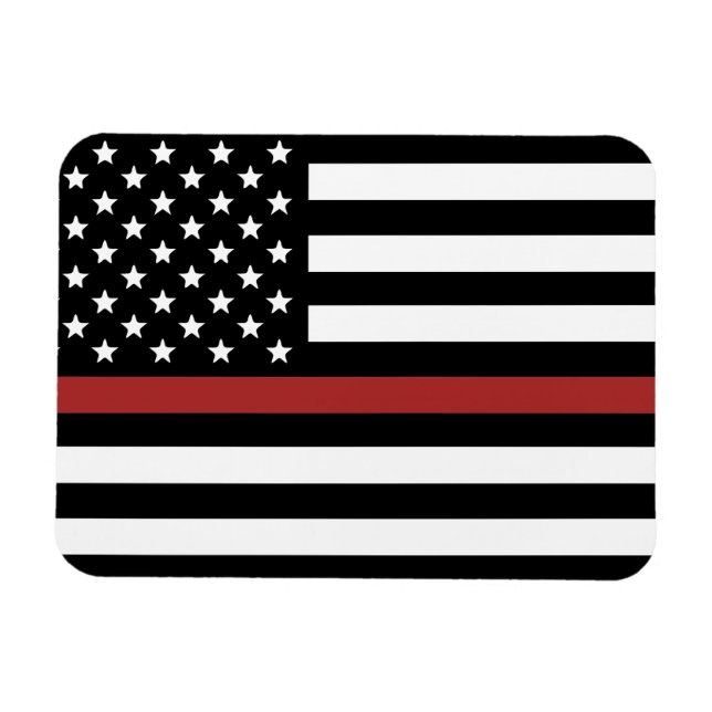 Firefighter Thin Red Line America Flag Fire Rescue Magnet (Horizontal)