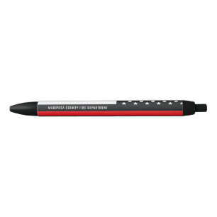 Firefighter Thin Red Line American Flag Fireman Black Ink Pen