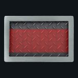 Firefighter Thin Red Line Diamond Plate Rectangular Belt Buckle<br><div class="desc">diamond plate fireman thin red line</div>