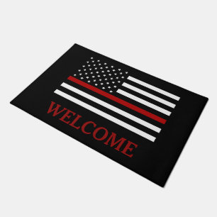 Firefighter Thin Red Line Doormat