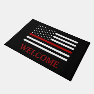 Firefighter Thin Red Line Doormat